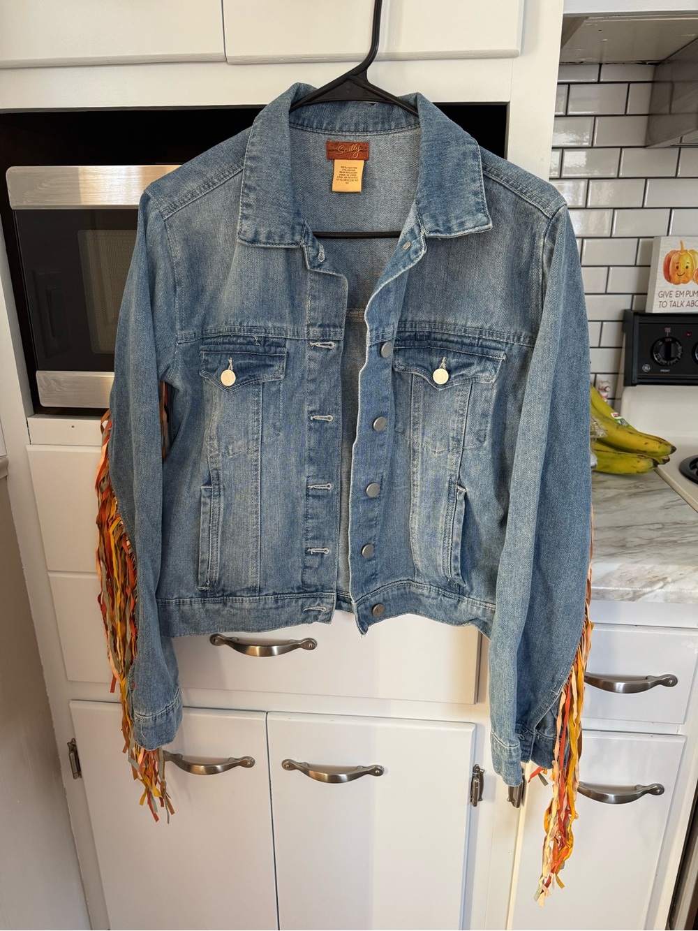 Scully Women's Light Blue Denim Jacket with Fringe Sleeves